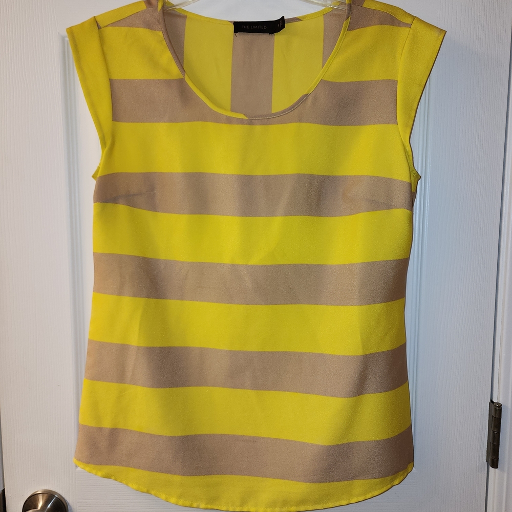 The Limited Yellow and Tan Striped Blouse